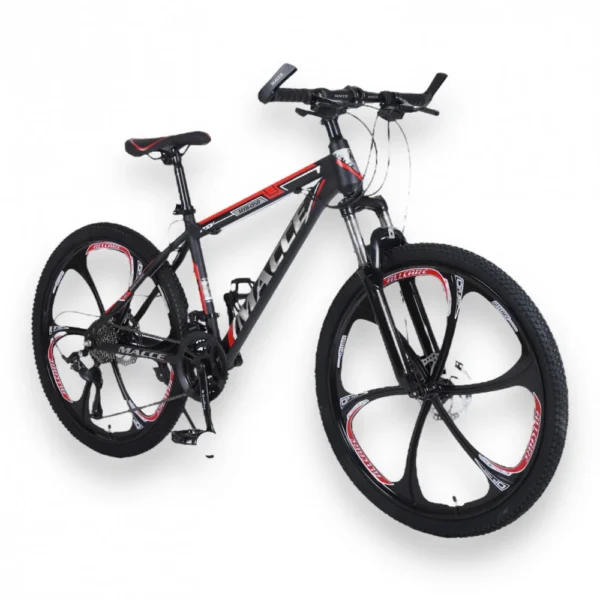 دراجة هوائية المنيوم هجين لون اسود - احمر جنط مروحة