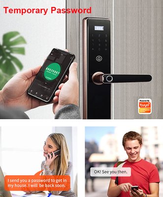 البطارية القلوية قفل الباب الذكي ببصمة الإصبع FCC Anti Theft مع تطبيق Tuya