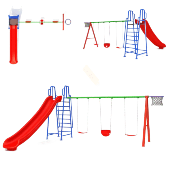 خارجية الكل في واحد 3 مراجيح + زحليقه مفرد + مرمى كرة سله
