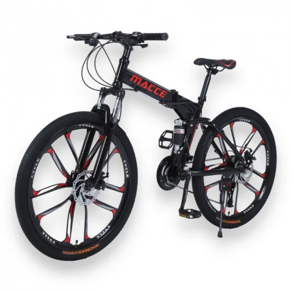 دراجة هوائية قابلة للطي هجين لون اسود جنط مروحة