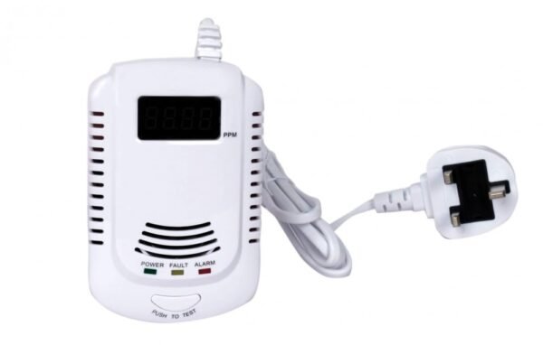 كاشف غاز يعمل على الكهرباء يطلق صافرة أنذار عند استشعار أي تسريب غاز Gas Detector