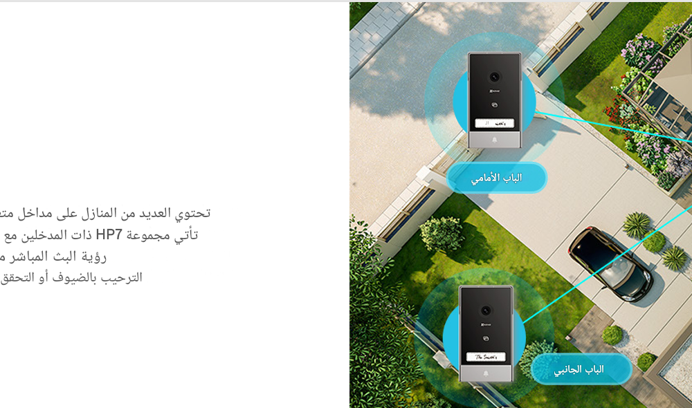 انتركوم 2 أسلاك | مع 2 جرس بكاميرا ملونة شاشة لمس فتح عن بعد | EZVIZ - HP7 2-Entry