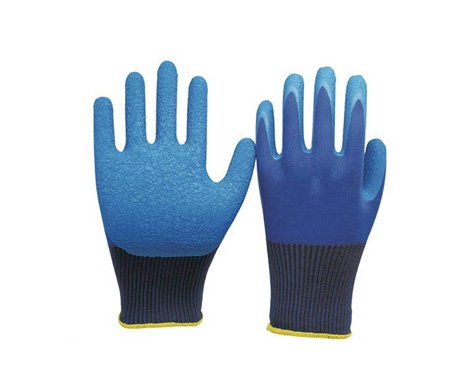 قفازات عمل مطلية ومقاومة للانزلاق - Dark Blue Rubber Gloves