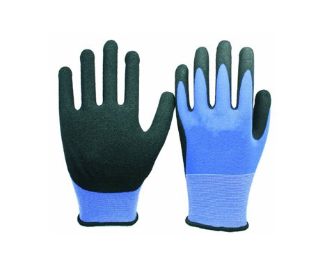 قفازات عمل مطلية ومقاومة للانزلاق - Nitrile Rubber Dipped Gloves